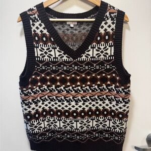 Anthropologie Oversized Patterned Knit Vest